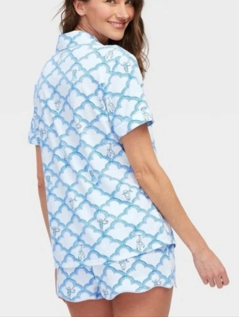 🩵🩵 Roller Rabbit x Target Geo Trellis Pajama Set Shorts M Monkey Sloth NWT - Picture 2 of 4